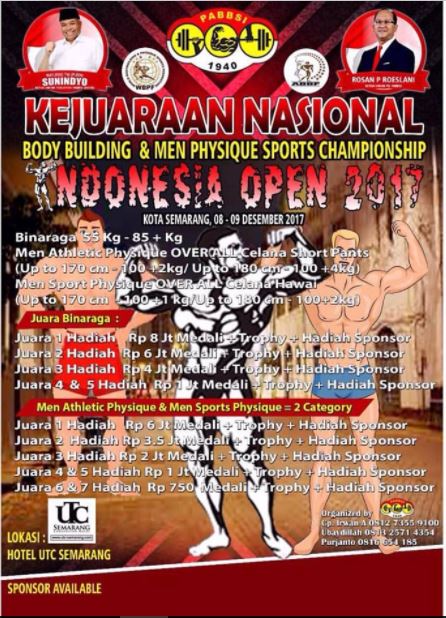 KEJURNAS BODYBUILDING& MEN PHYSIQUE SPORT CHAMPIONSHIP INDONESIA OPEN 2017